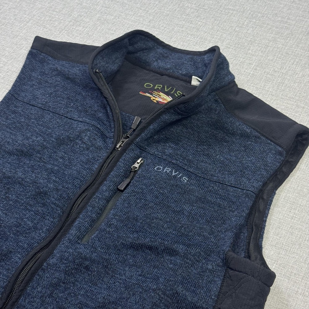 Orvis Fleece Jacket Vest‎ Mens Large Blue Sleeveless Full Zip Outdoor Hiking